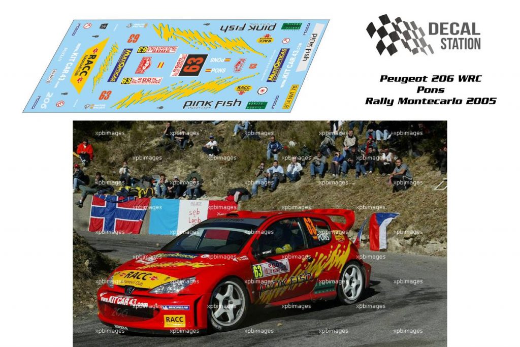 Décalcomanies (Stickers) 1/18 Pour Peugeot 207 Marchetti - Rallye Monte-Carlo 2015 WRC (Réf. 1776)